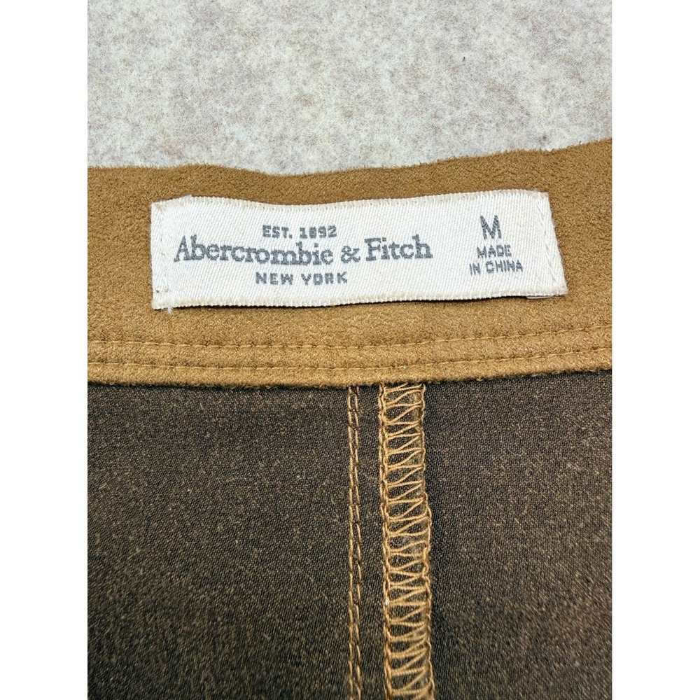 Abercrombie & Fitch Brown Faux Suede Button Front A-Line Mini Skirt Size M - Picture 7 of 7